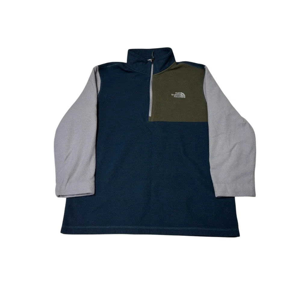 The North Face Mens Fleece 1/4 Zip Pullover Jacket Size L Navy‎ Gray